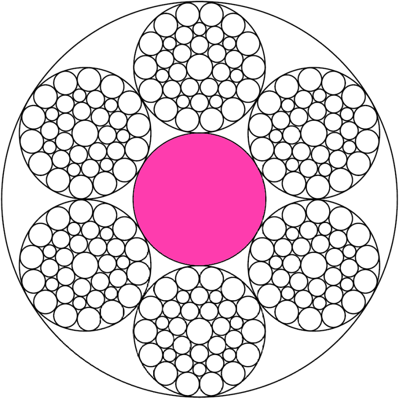 Drahtseil mit Konstruktion 6 x 36 + FC 2D Zeichnung Drahtseil mit Konstruktion 6 x 36 + FC 2D Zeichnung